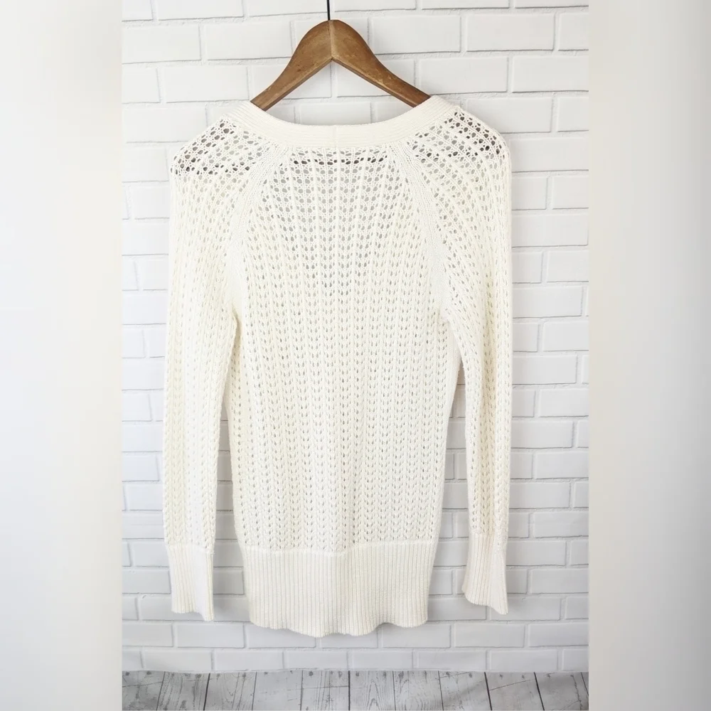 Gianni Bini Cream Crochet V neck Sweater Women's‎ Small